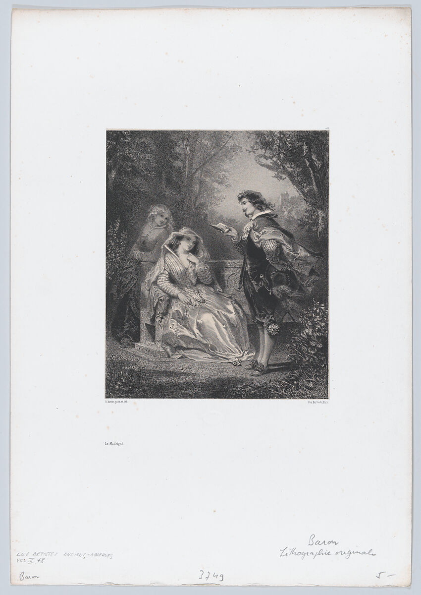 The Madrigal, Henri-Charles-Antoine Baron (French, Besançon 1816–1885 Geneva), Lithograph 
