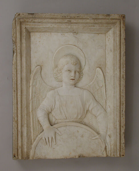 Angel Holding a Shield, Antonio Rizzo (Italian, Verona before 1440–1499 or later), Marble, Italian, Venice 