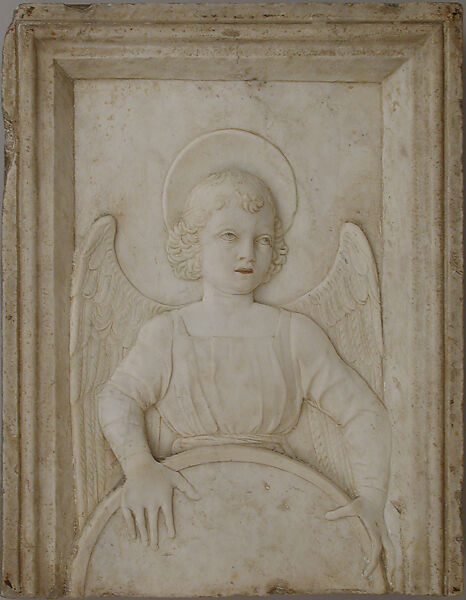 Angel Holding a Shield, Antonio Rizzo (Italian, Verona before 1440–1499 or later), Marble, Italian, Venice