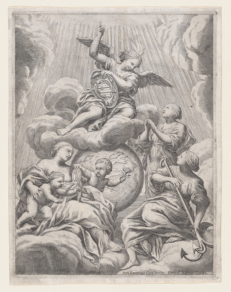 Faith, Hope, and Charity, Dominique Barrière (French, Marseille 1610–1678), Etching and engraving 