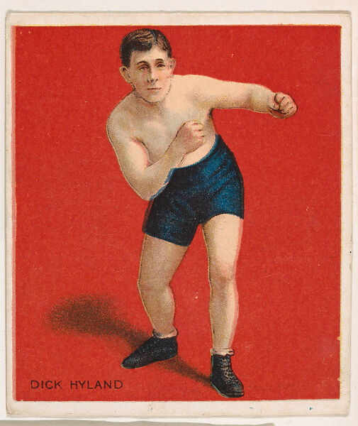 "Fighting Dick Hyland" (William Uren), Boxing, from Mecca & Hassan Champion Athlete and Prize Fighter collection, 1910, Mecca Cigarettes (American), Commercial color lithograph 