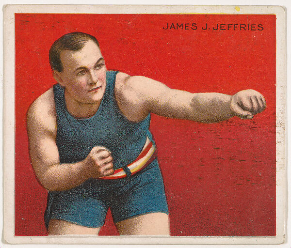 James J. Jeffries, Boxing, from Mecca & Hassan Champion Athlete and Prize Fighter collection, 1910, Mecca Cigarettes (American), Commercial color lithograph 