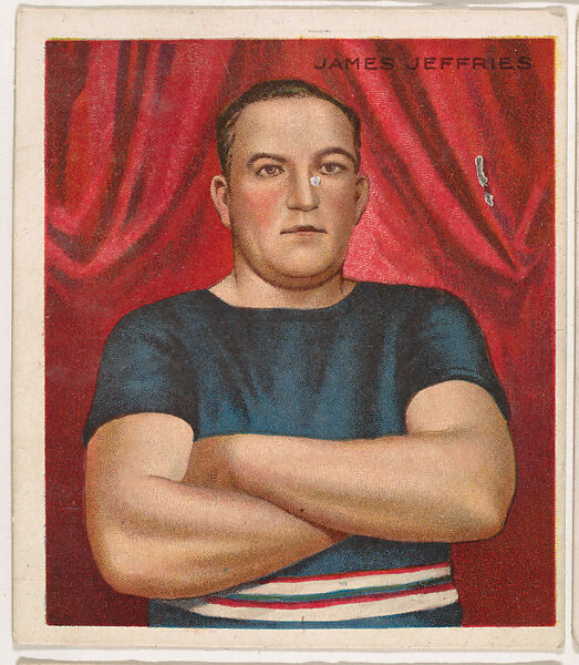 James J. Jeffries, Boxing, from Mecca & Hassan Champion Athlete and Prize Fighter collection, 1910, Mecca Cigarettes (American), Commercial color lithograph 