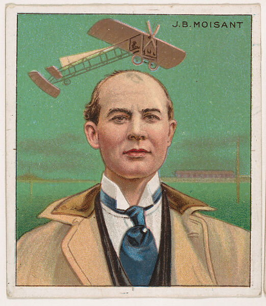 John B. Moisant, Aviation, from Mecca & Hassan Champion Athlete and Prize Fighter collection, 1910, Mecca Cigarettes (American), Commercial color lithograph 