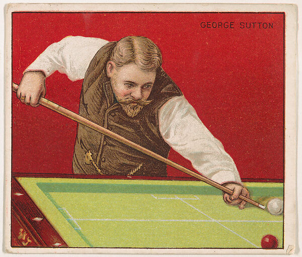 George Sutton, Billiards, from Mecca & Hassan Champion Athlete and Prize Fighter collection, 1910, Mecca Cigarettes (American), Commercial color lithograph 