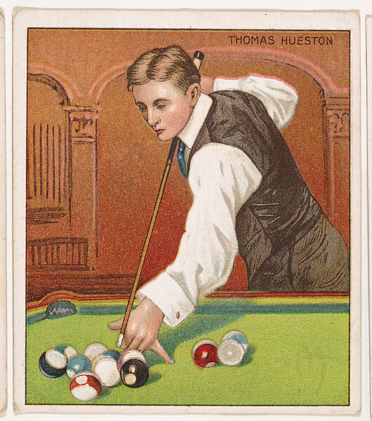 Thomas A. Hueston, BIlliards, from Mecca & Hassan Champion Athlete and Prize Fighter collection, 1910, Mecca Cigarettes (American), Commercial color lithograph 