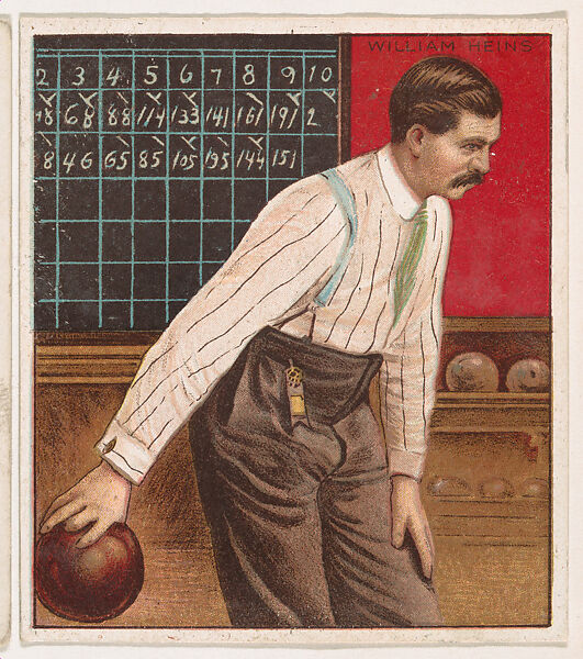 William Heins, Bowling, from Mecca & Hassan Champion Athlete and Prize Fighter collection, 1910, Mecca Cigarettes (American), Commercial color lithograph 