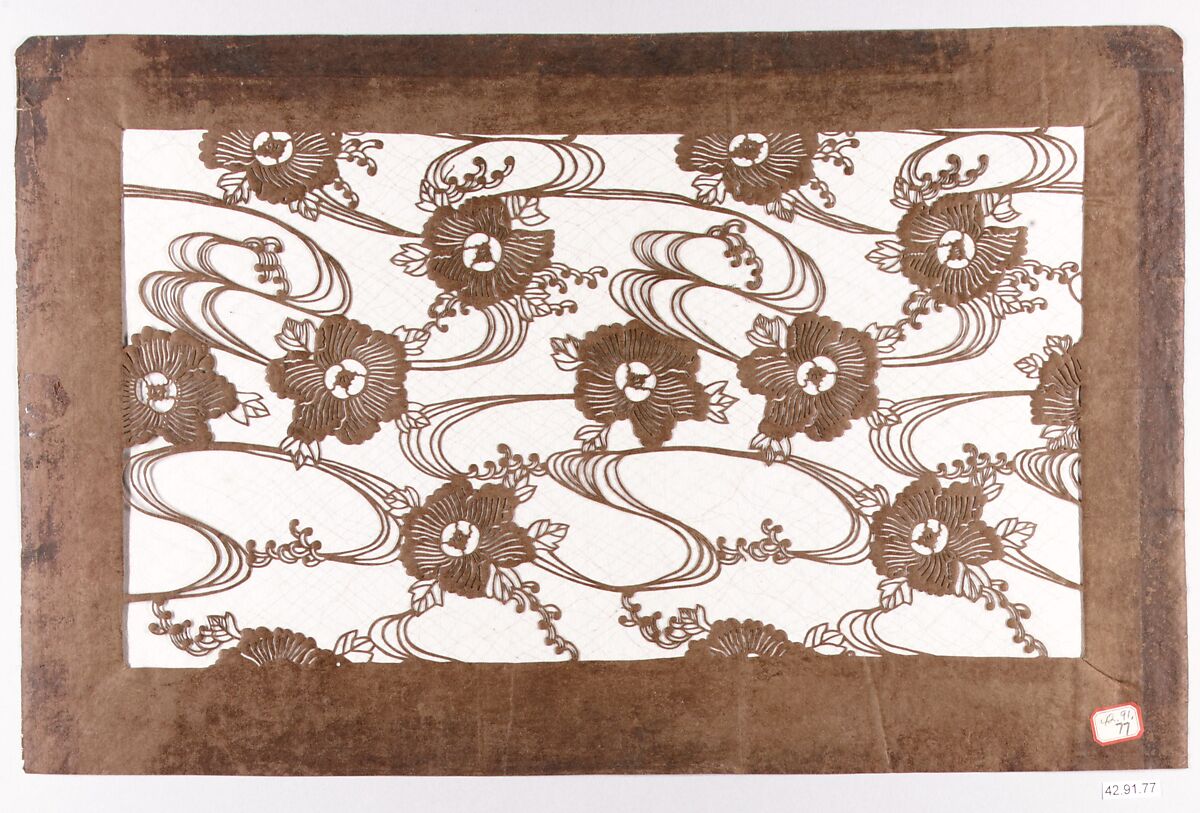 Stencil with Pattern of Open Flowers on Water, Paper reinforced with silk, Japan 