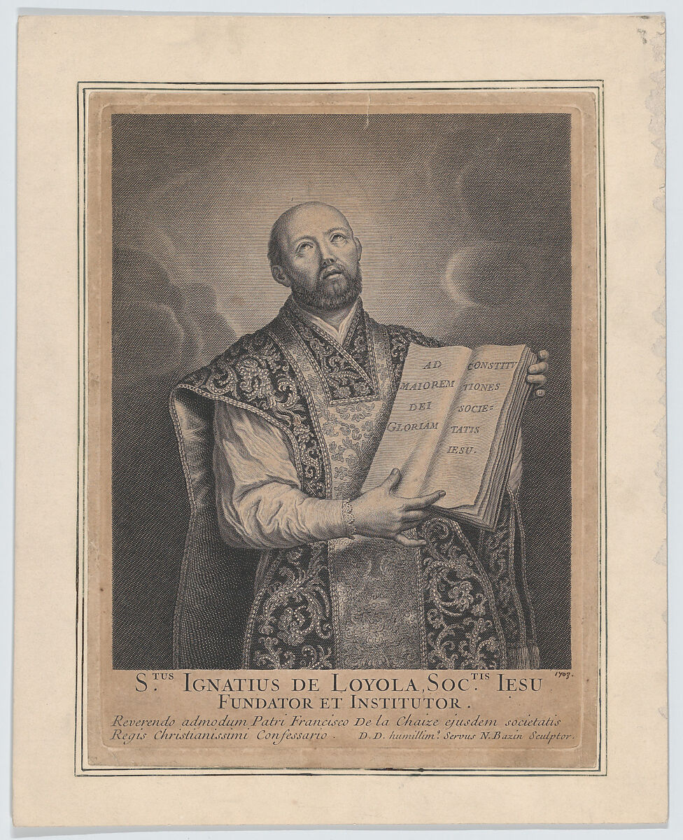 St. Ignatius of Loyola, Nicolas Bazin (French, Troyes 1633–1710 Troyes), Engraving 