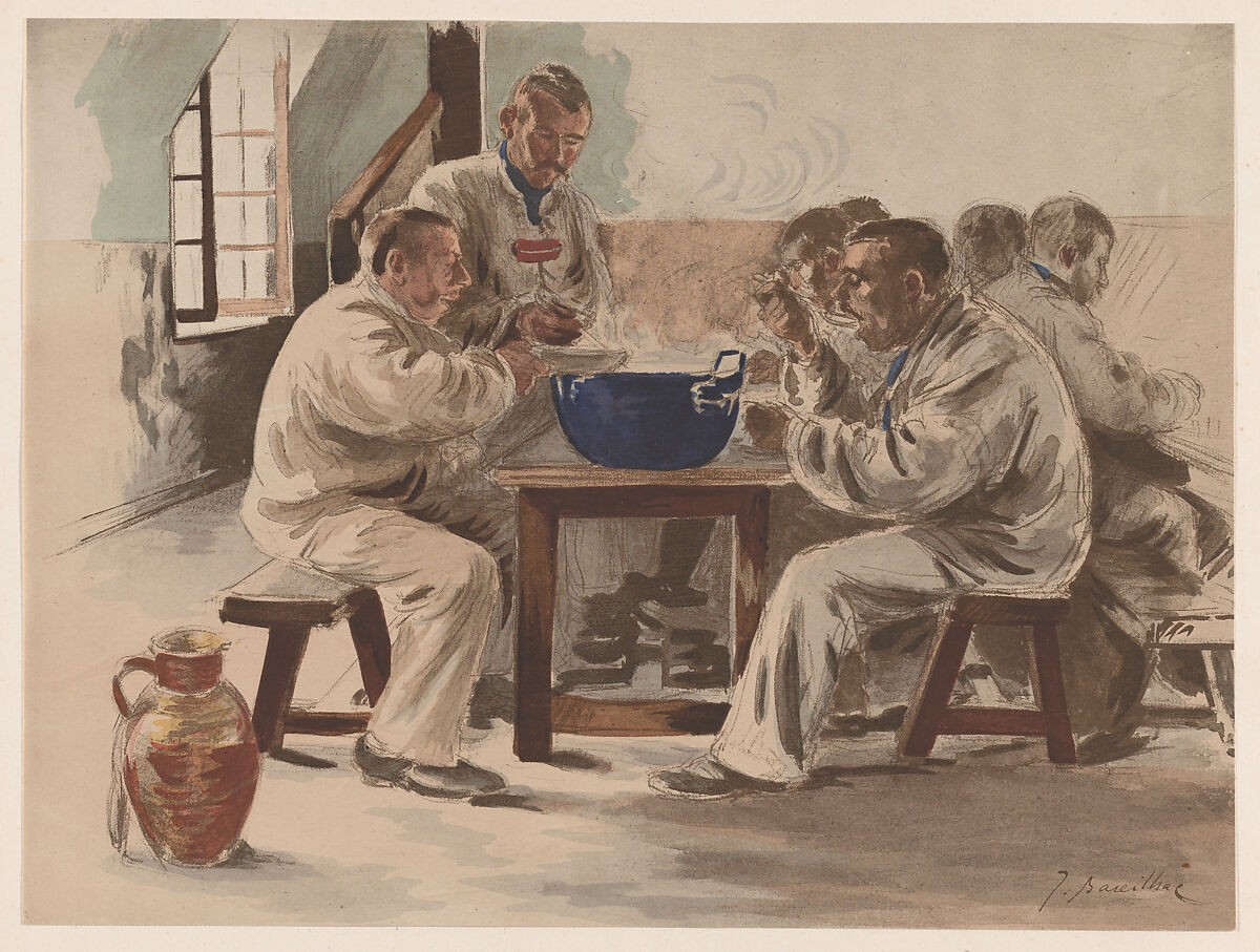 La soupe à la chambrée, from "L'Estampe Moderne", Jacques Baseilhac (French, Trebours 1874–1903 Savigny-sur-Orge), Chromolithograph 