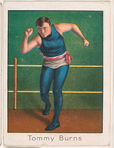 Tommy Burns, from the Champion Athlete and Prize Fighter series (T220), issued by Mecca and Tolstoi Cigarettes, Issued by Mecca Cigarettes (American), Commercial color lithograph 