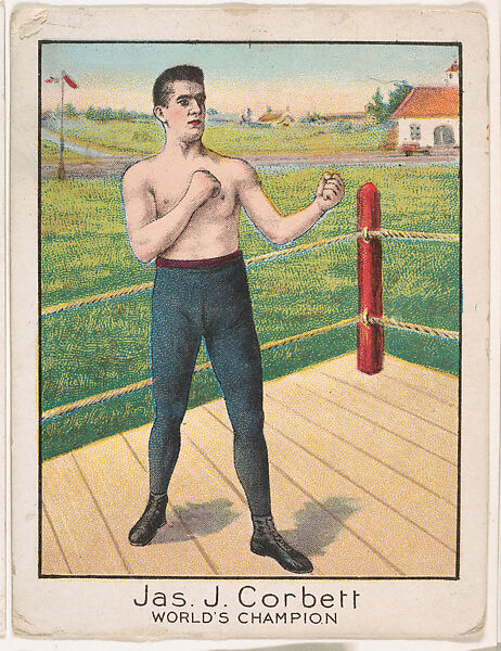 Jas. J. Corbett, from the Champion Athlete and Prize Fighter series (T220), issued by Mecca and Tolstoi Cigarettes, Issued by Mecca Cigarettes (American), Commercial color lithograph 