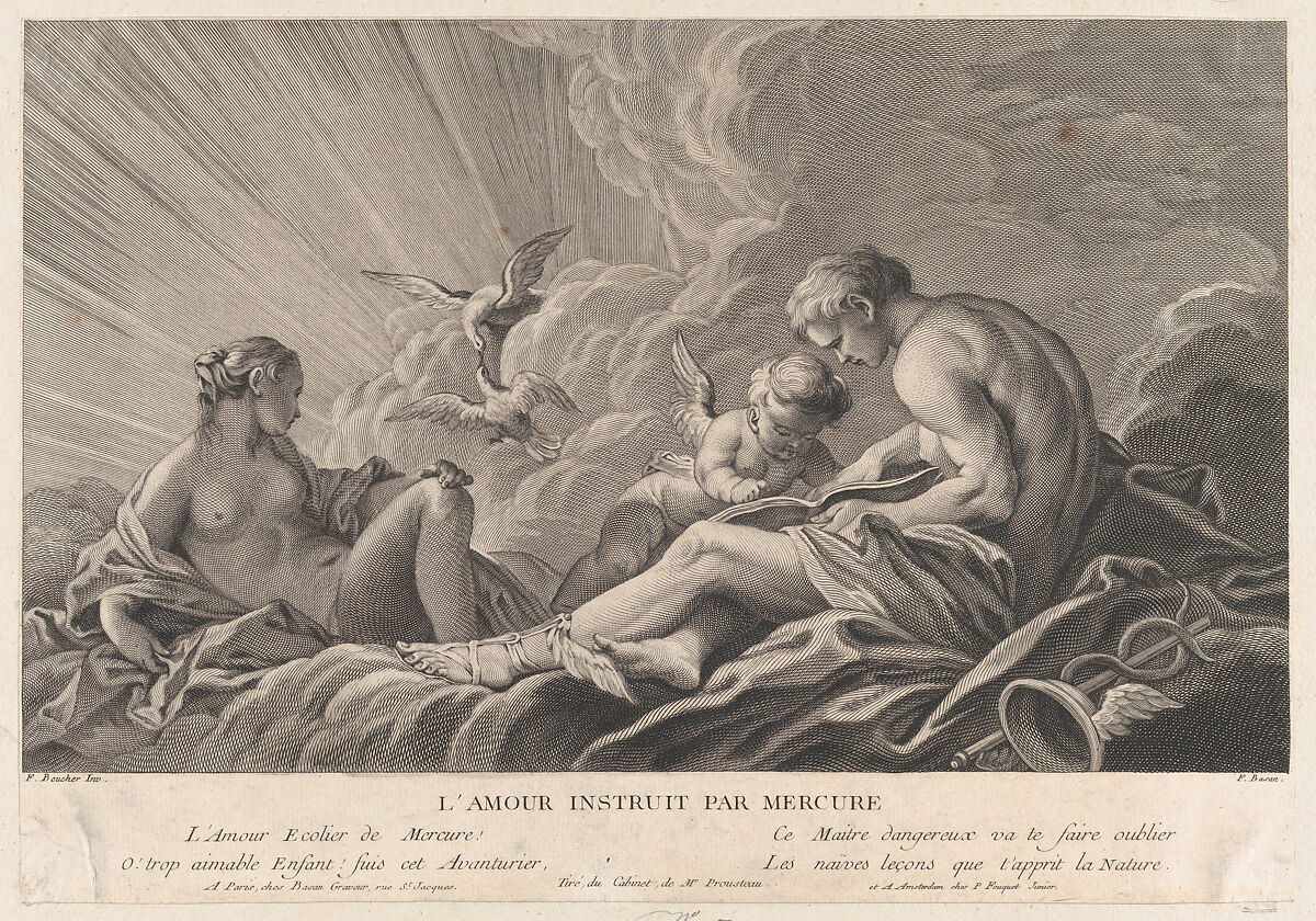 Love Instructed By Mercury, Pierre François Basan (French, Paris 1723–1797 Paris (?)), Engraving 