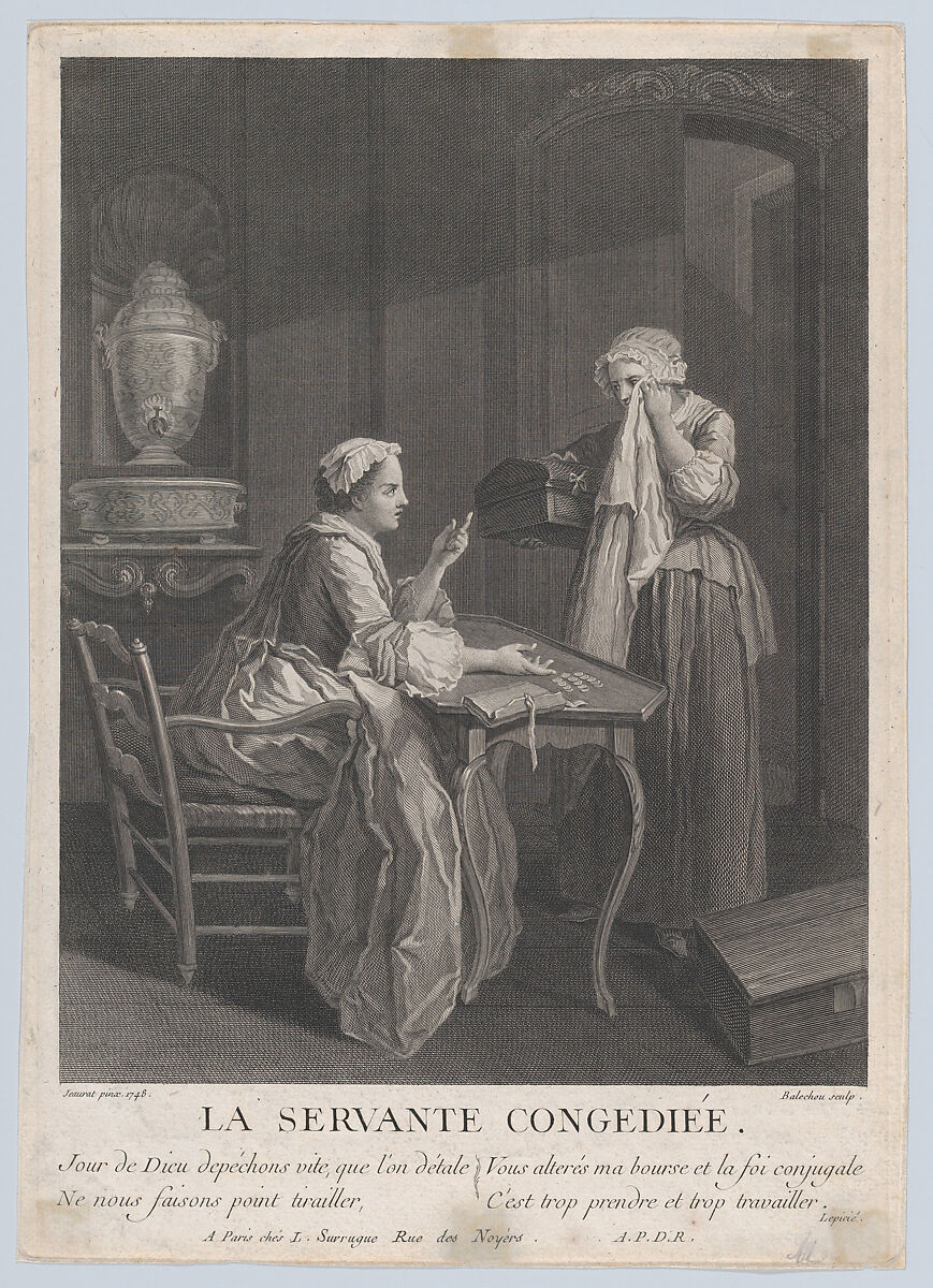 The Dismissed Servant, Jean-Joseph Baléchou (French, Arles 1716–1764 Avignon), Engraving; second state 