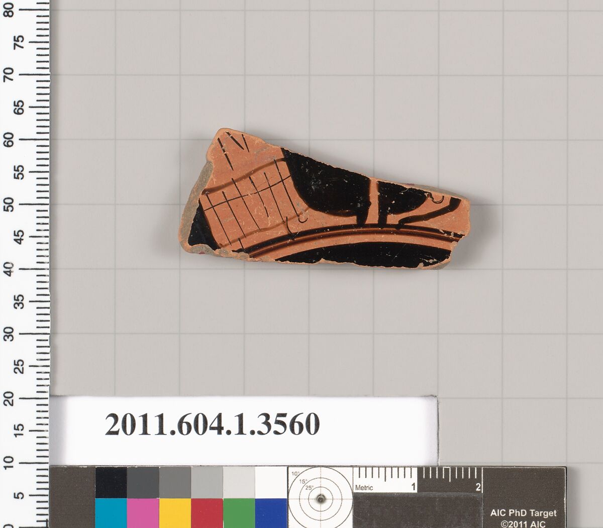Terracotta fragment of a kylix (drinking cup), Terracotta, Greek, Attic