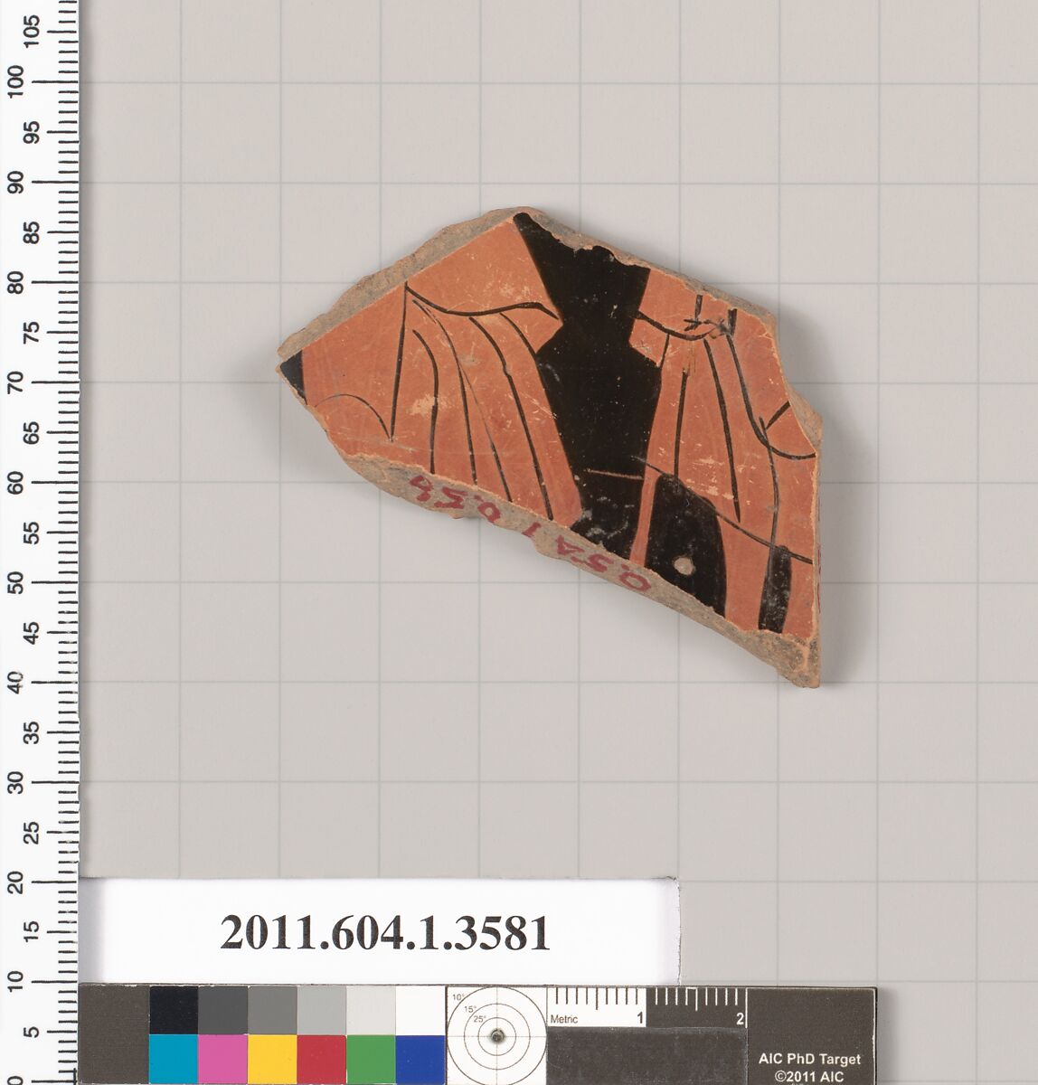 Terracotta fragment of a kylix (drinking cup), Terracotta, Greek, Attic