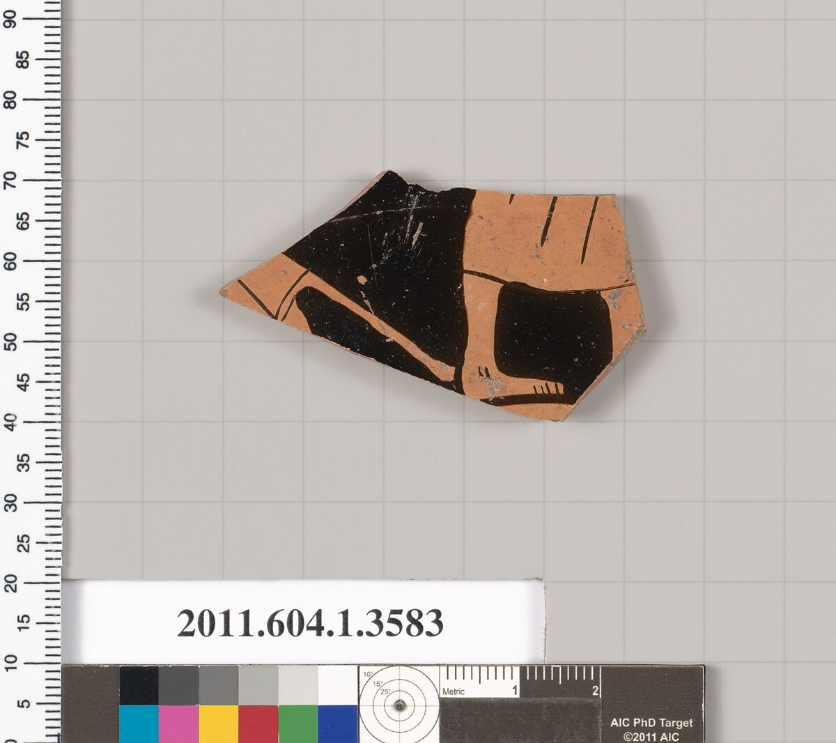 Terracotta fragment of a kylix (drinking cup), Terracotta, Greek, Attic