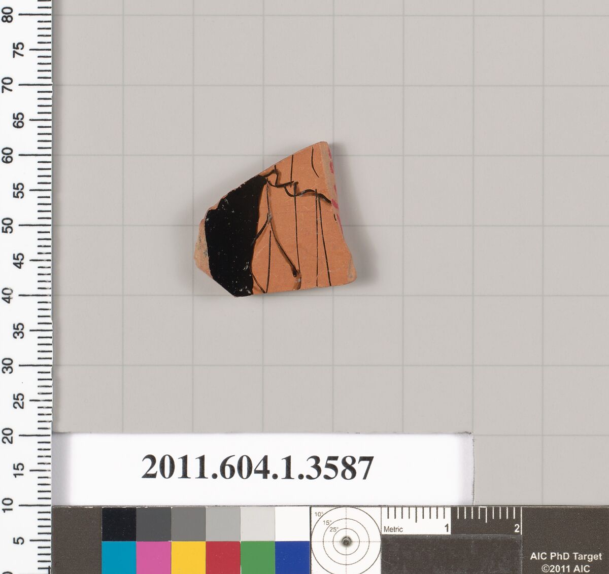 Terracotta fragment of a kylix (drinking cup), Terracotta, Greek, Attic