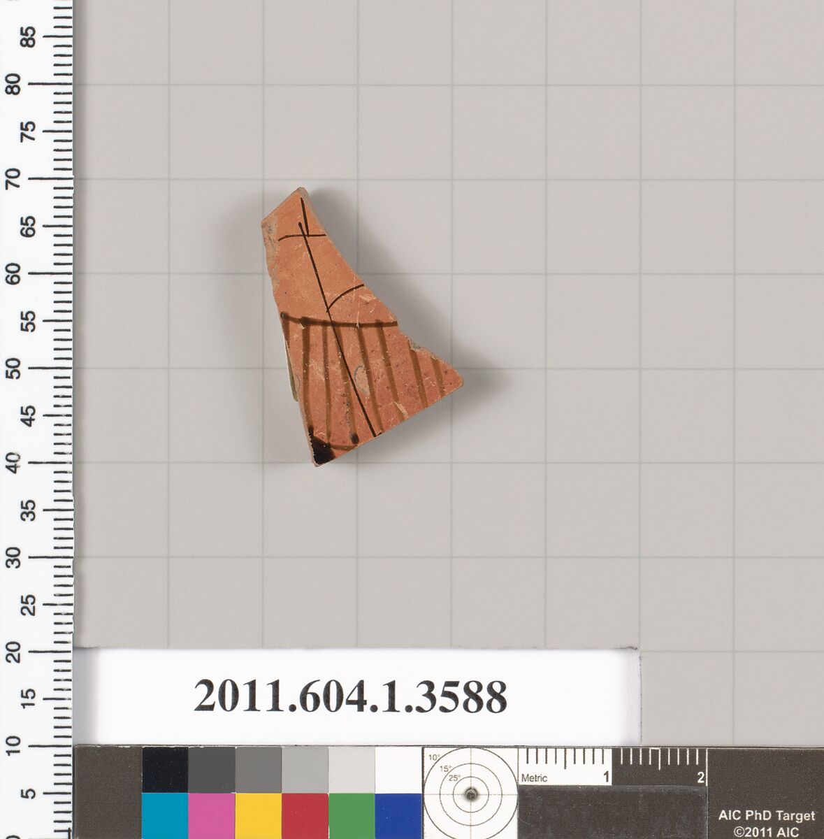 Terracotta fragment of a kylix (drinking cup), Terracotta, Greek, Attic