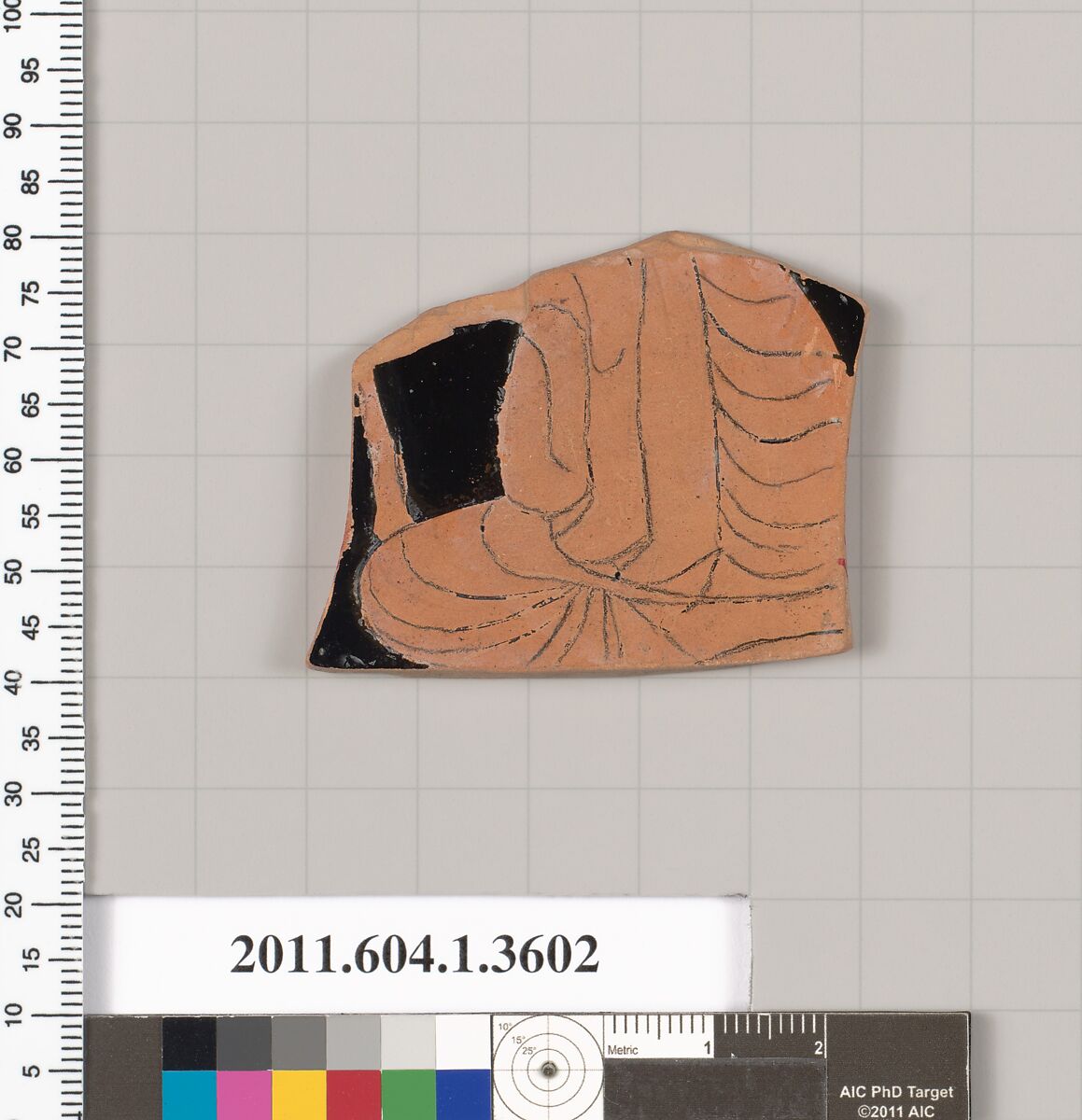 Terracotta fragment of a kylix (drinking cup), Terracotta, Greek, Attic