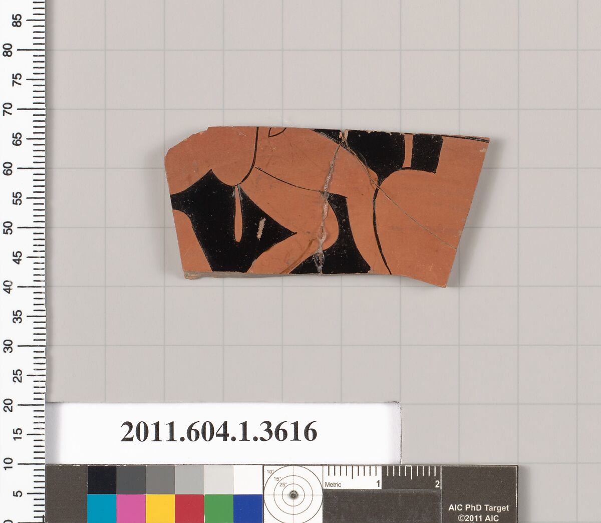 Terracotta fragment of a kylix (drinking cup), Terracotta, Greek, Attic