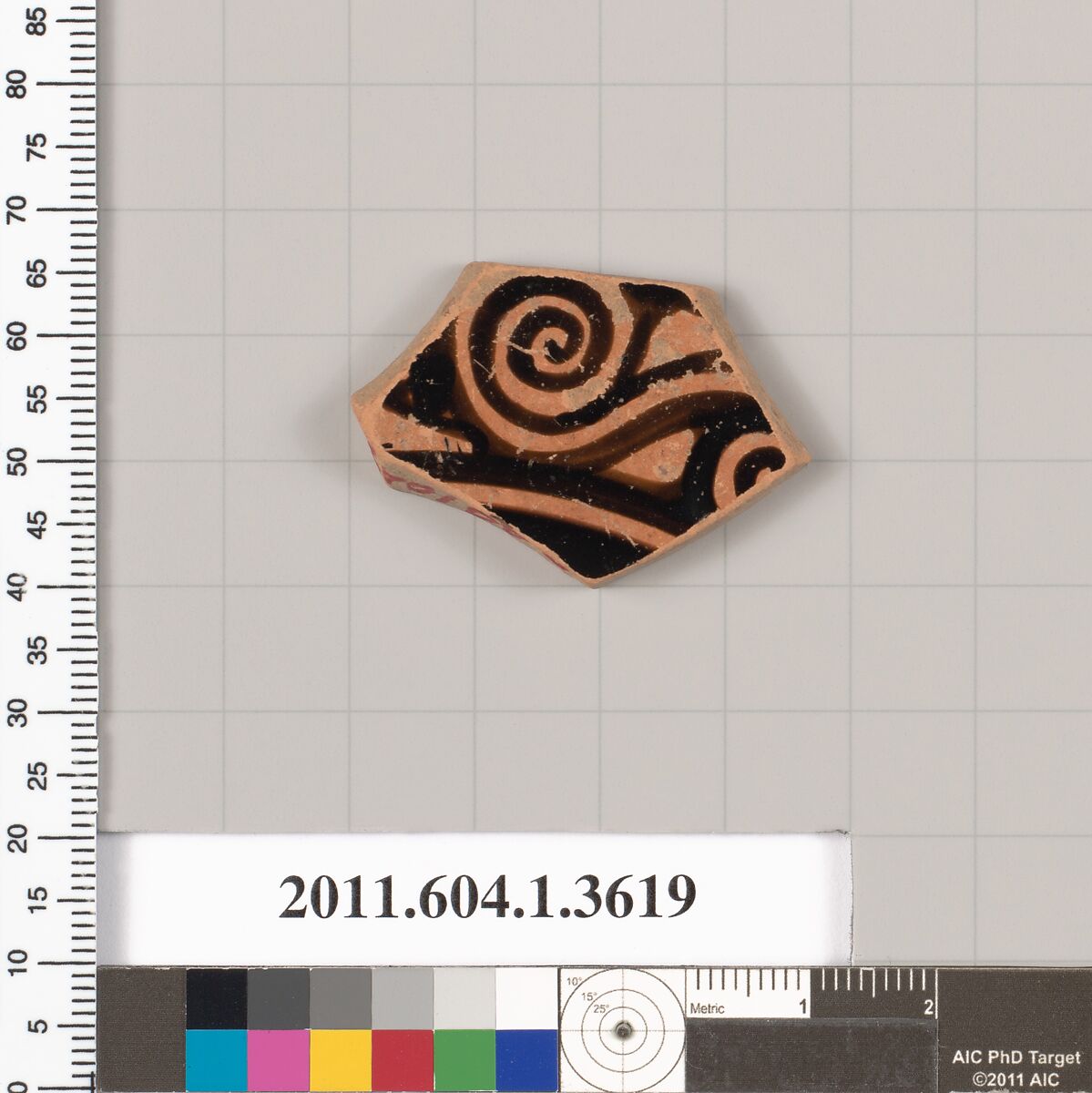 Terracotta fragment of a kylix (drinking cup), Terracotta, Greek, Attic