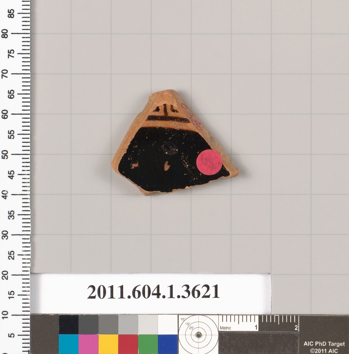 Terracotta fragment of a kylix (drinking cup), Terracotta, Greek, Attic 