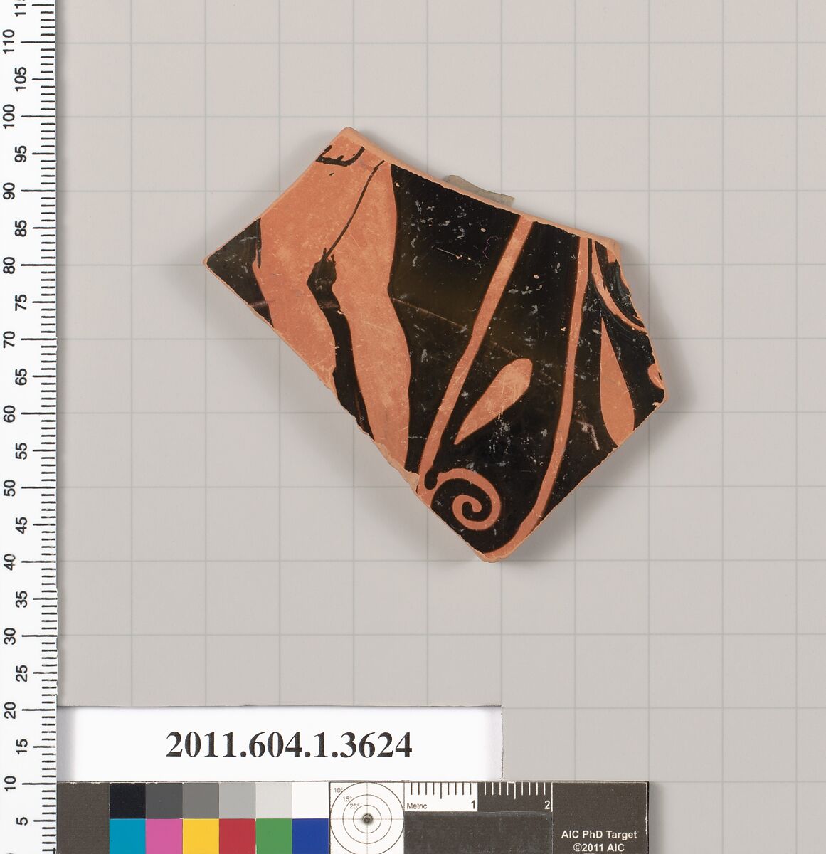 Terracotta fragment of a kylix (drinking cup), Terracotta, Greek, Attic