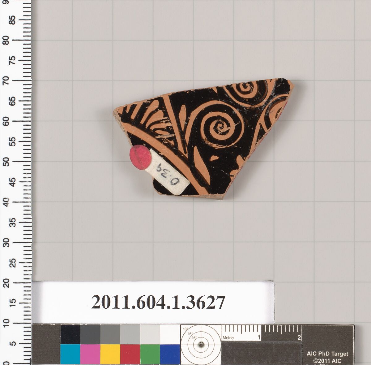 Terracotta fragment of a kylix (drinking cup), Terracotta, Greek, Attic