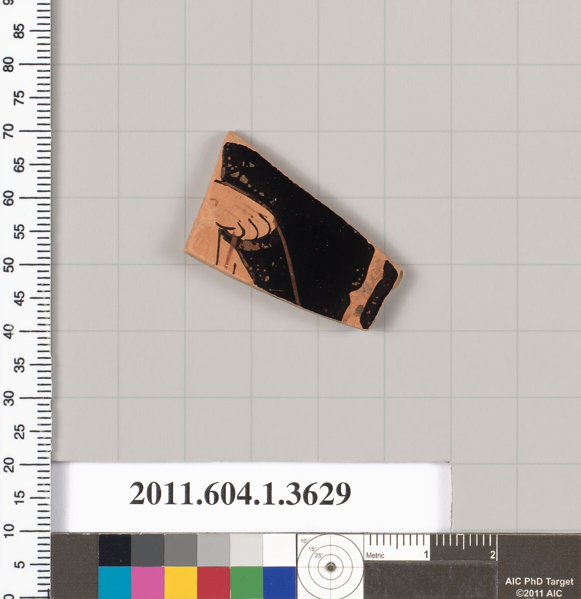 Terracotta fragment of a kylix (drinking cup), Terracotta, Greek, Attic