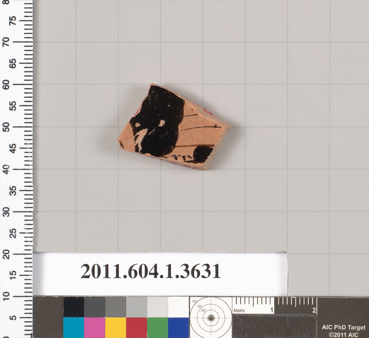 Terracotta fragment of a kylix (drinking cup), Terracotta, Greek, Attic