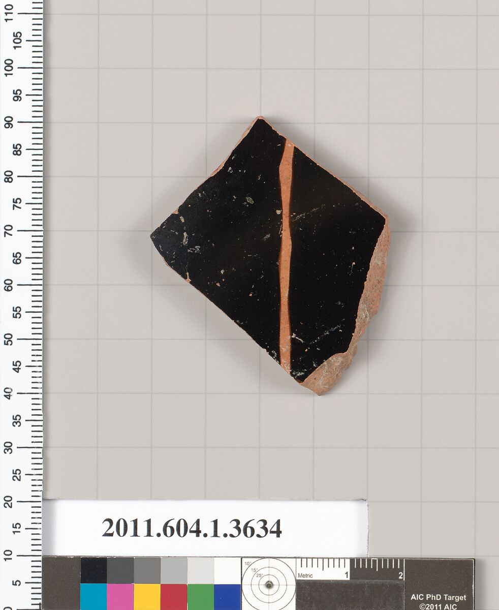 Terracotta fragment of a kylix (drinking cup), Terracotta, Greek, Attic