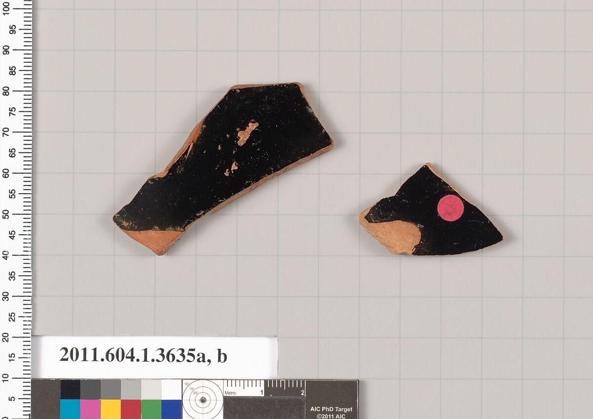 Terracotta fragments of kylikes (drinking cups), Terracotta, Greek, Attic