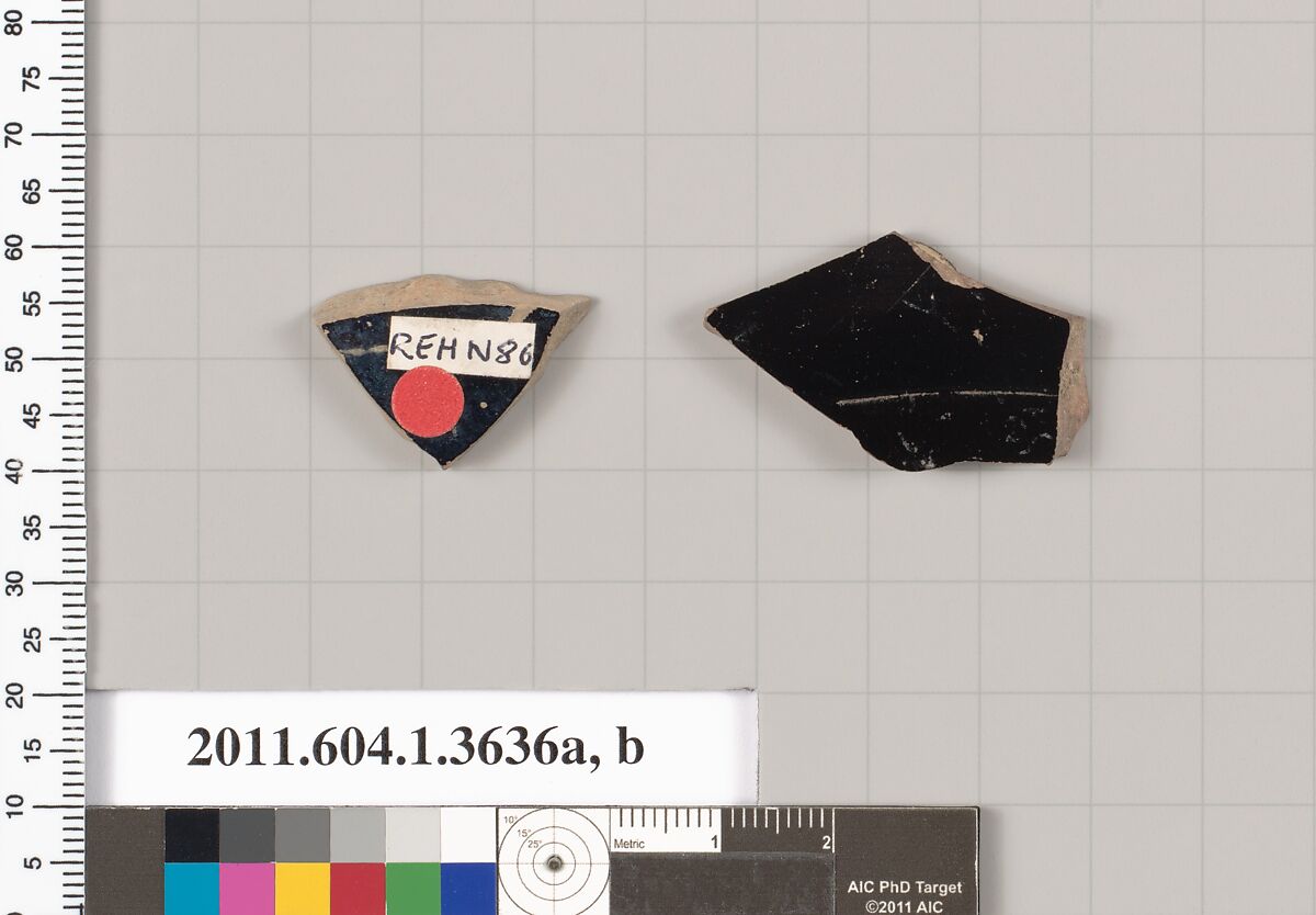 Terracotta fragments of kylikes (drinking cups), Terracotta, Greek, Attic