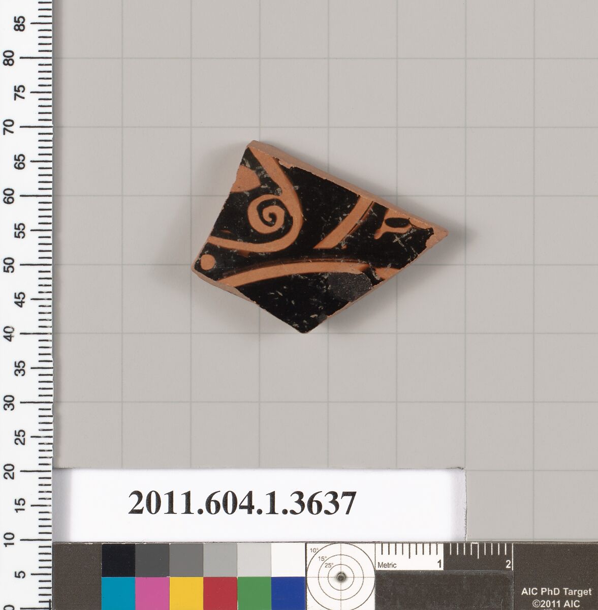 Terracotta fragment of a kylix (drinking cup), Terracotta, Greek, Attic