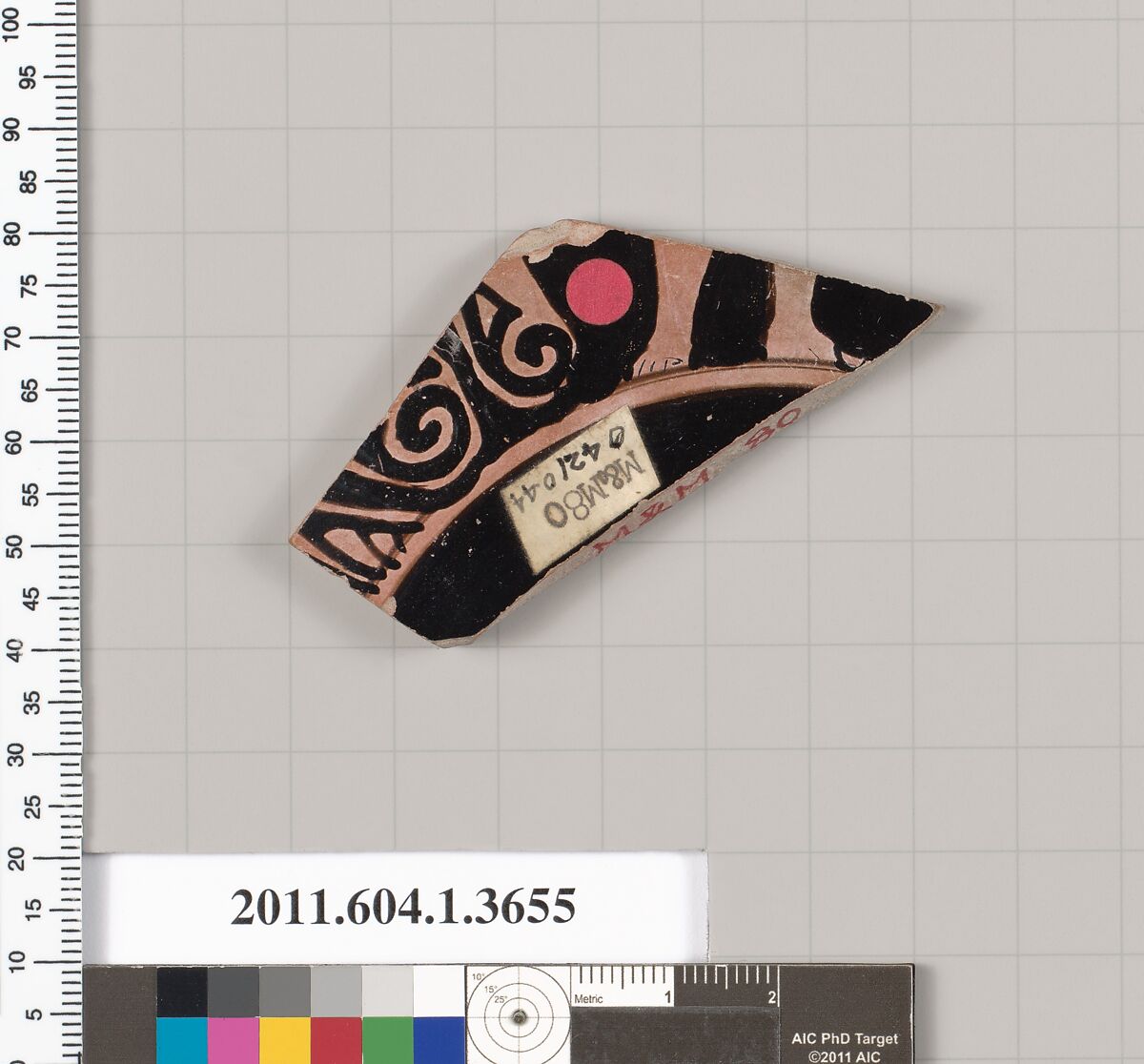 Terracotta fragment of a kylix (drinking cup), Terracotta, Greek, Attic