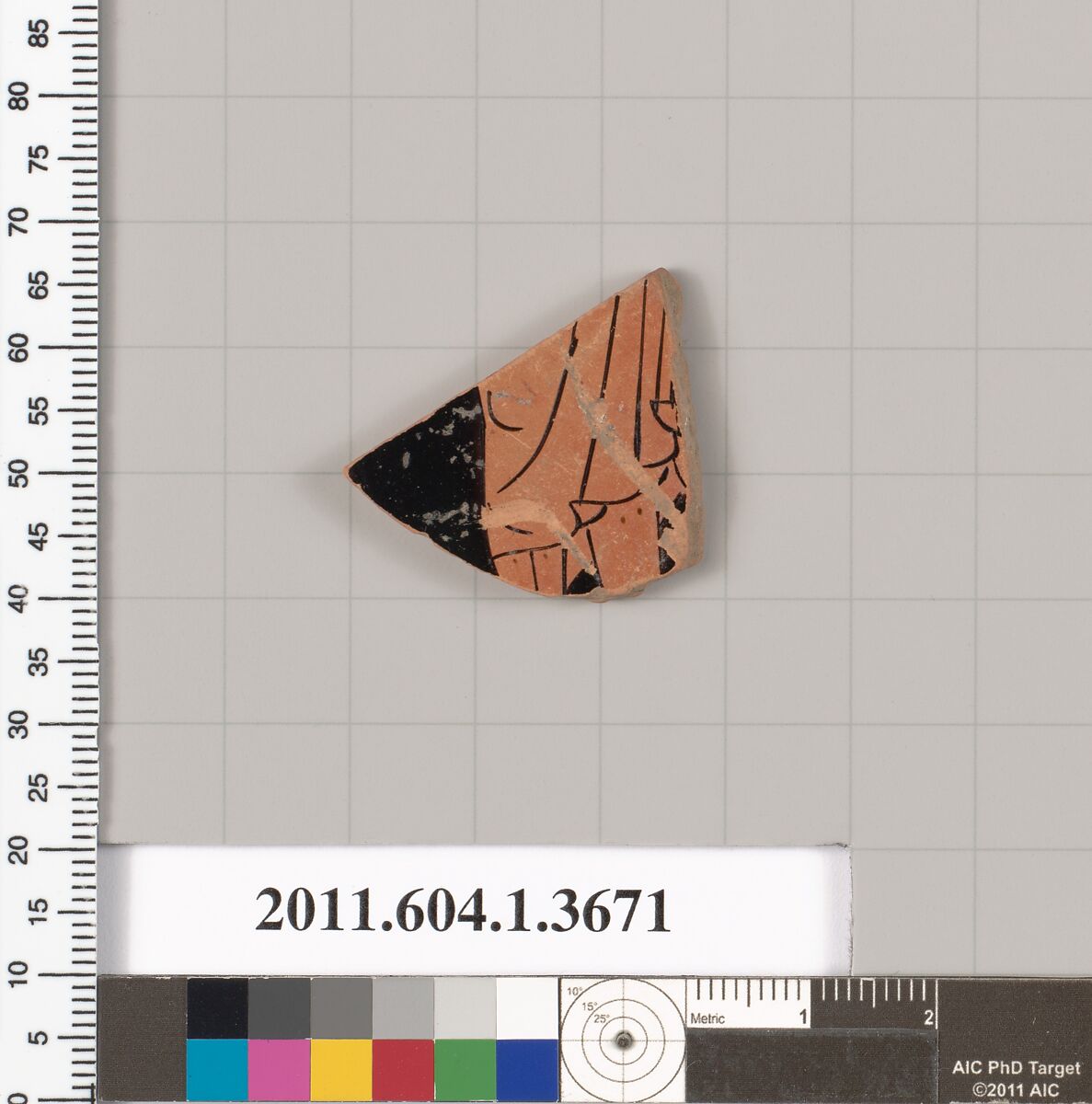 Terracotta fragment of a kylix (drinking cup), Terracotta, Greek, Attic