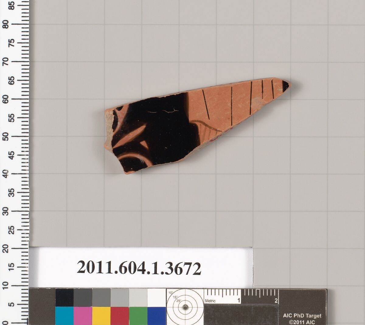 Terracotta fragment of a kylix (drinking cup), Terracotta, Greek, Attic
