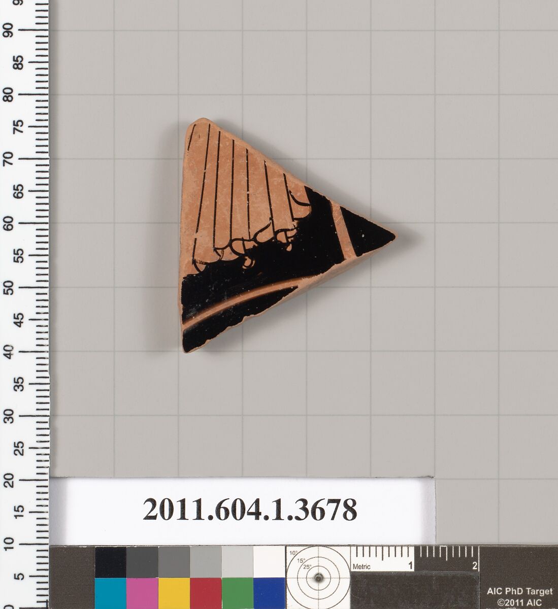 Terracotta fragment of a kylix (drinking cup), Terracotta, Greek, Attic