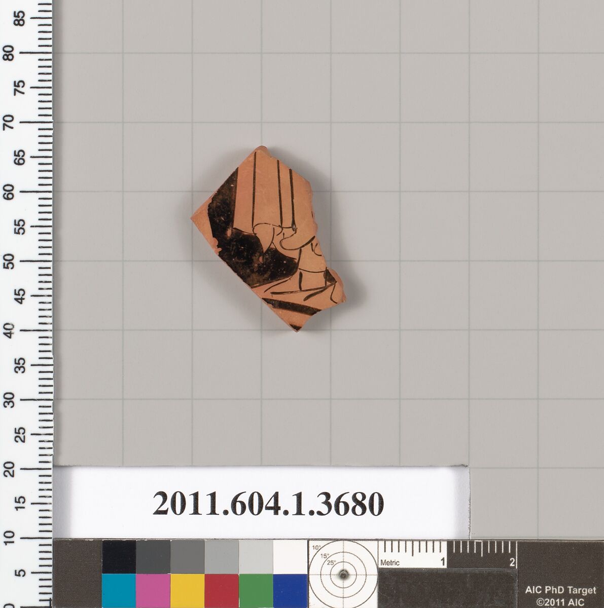 Terracotta fragment of a kylix (drinking cup), Terracotta, Greek, Attic