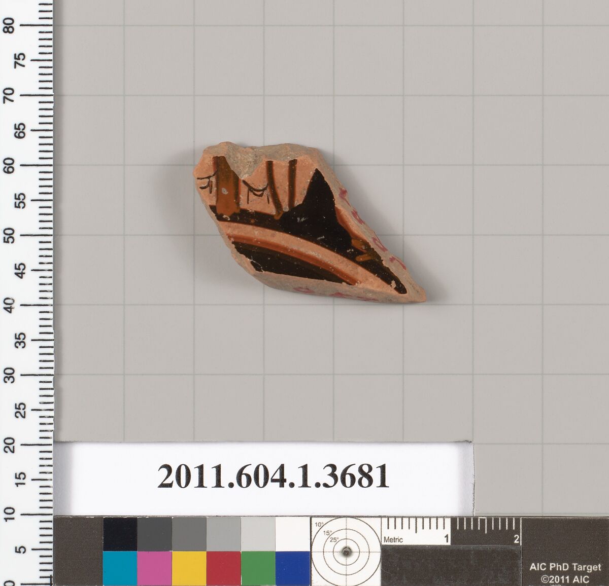 Terracotta fragment of a kylix (drinking cup), Terracotta, Greek, Attic