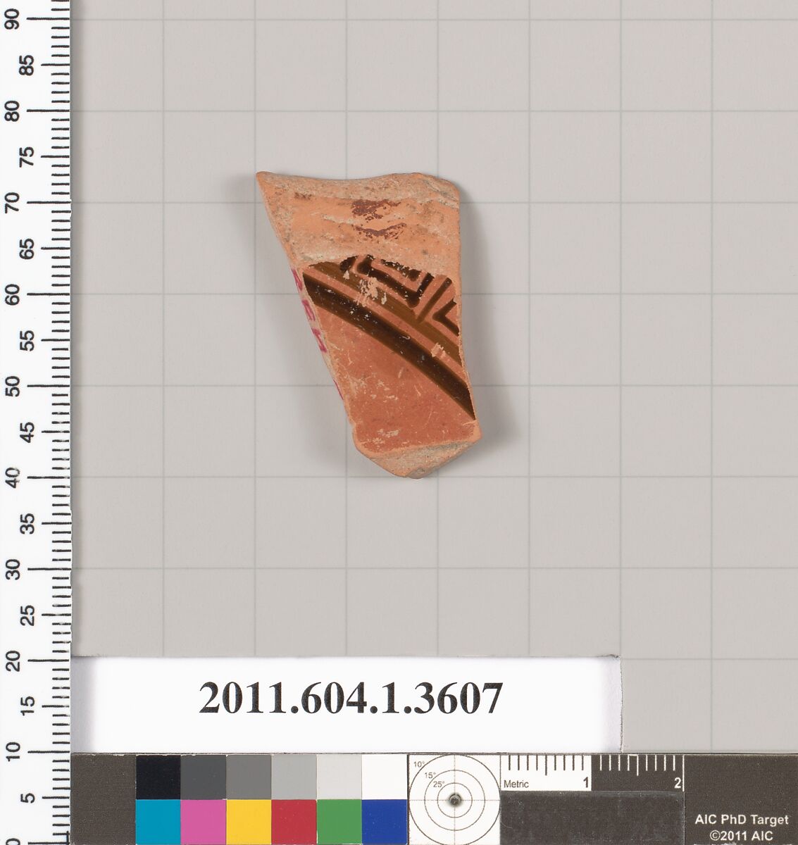 Terracotta fragment of a kylix (drinking cup), Terracotta, Greek, Attic 