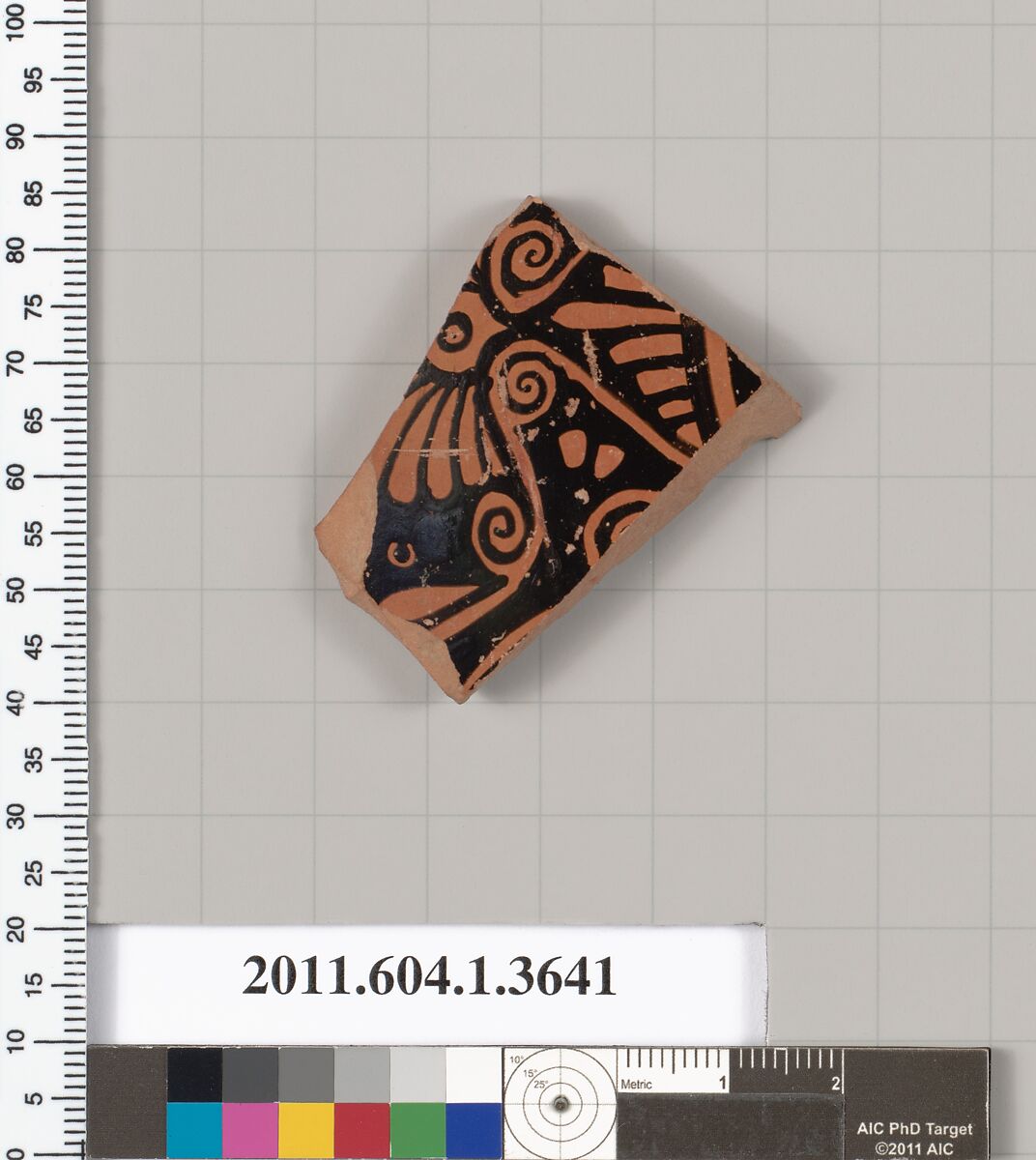 Terracotta fragment of a kylix (drinking cup), Terracotta, Greek, Attic