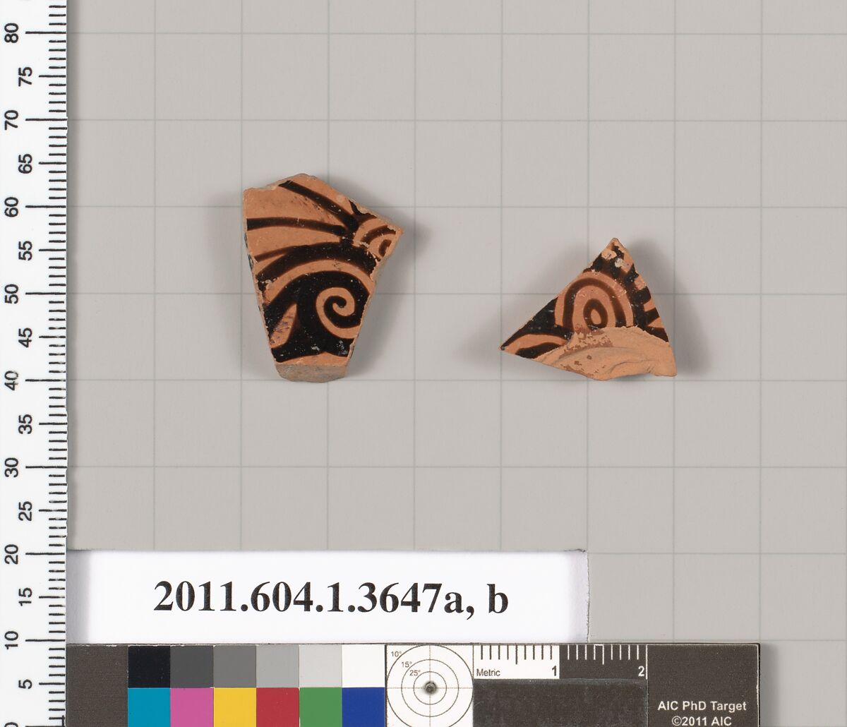 Terracotta fragments of kylikes (drinking cups), Terracotta, Greek, Attic