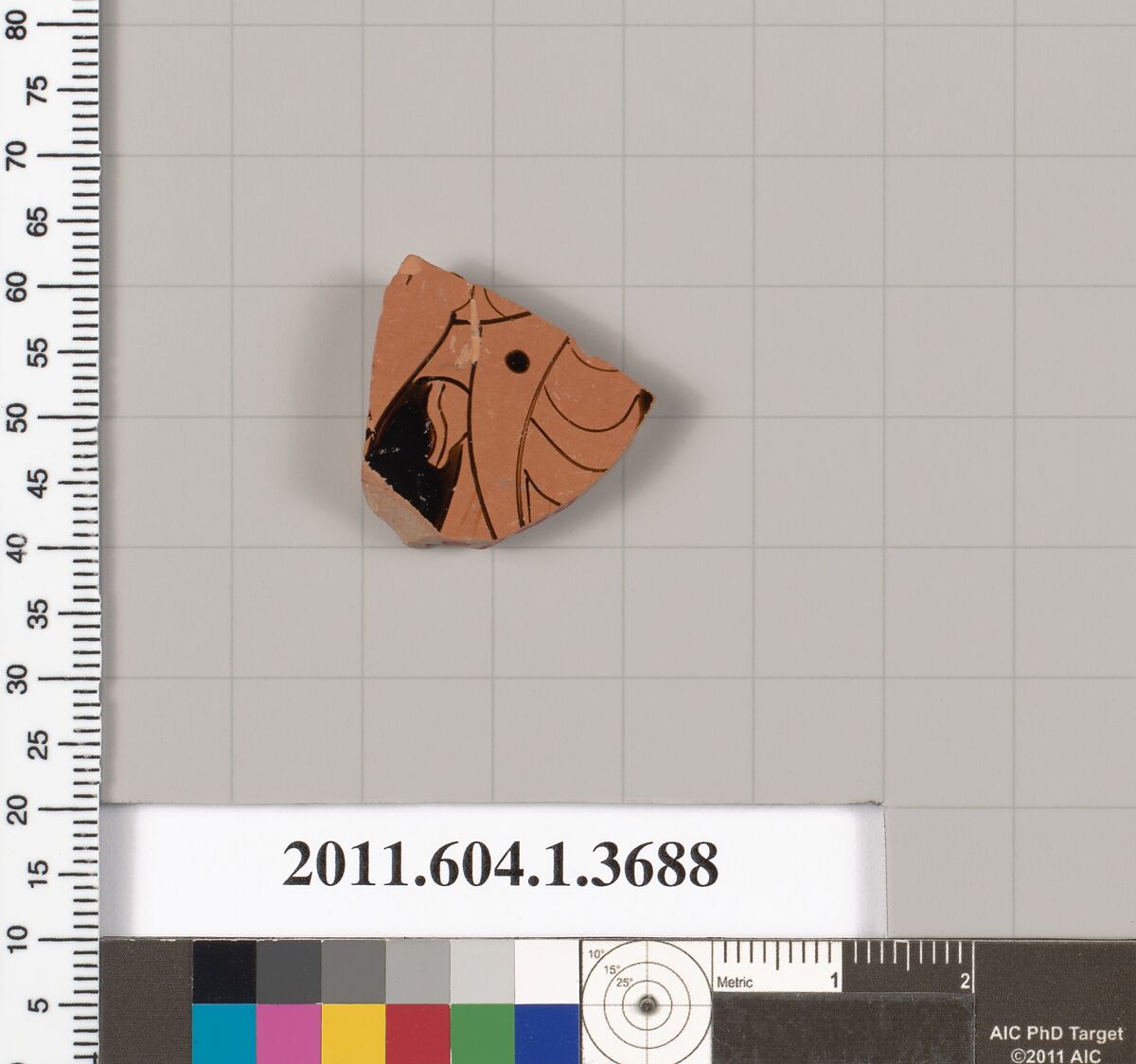 Terracotta fragment of a kylix (drinking cup), Terracotta, Greek, Attic