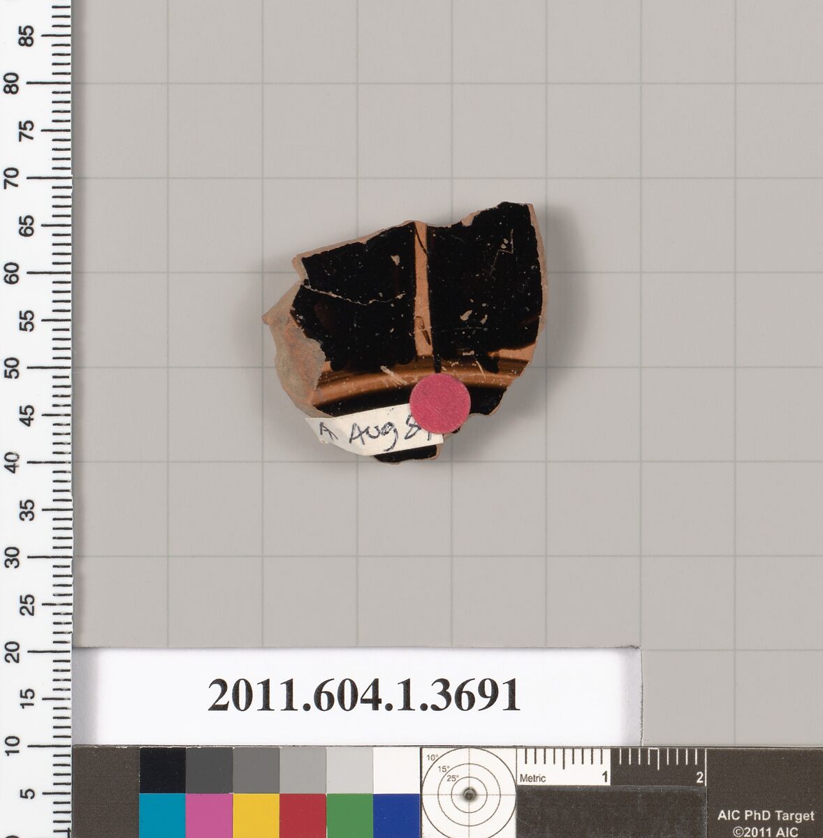 Terracotta fragment of a kylix (drinking cup), Terracotta, Greek, Attic