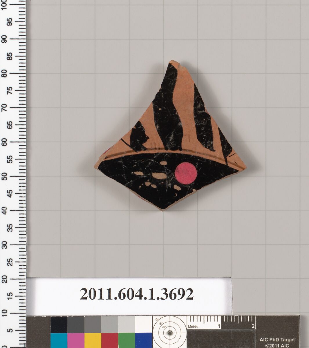 Terracotta fragment of a kylix (drinking cup), Terracotta, Greek, Attic