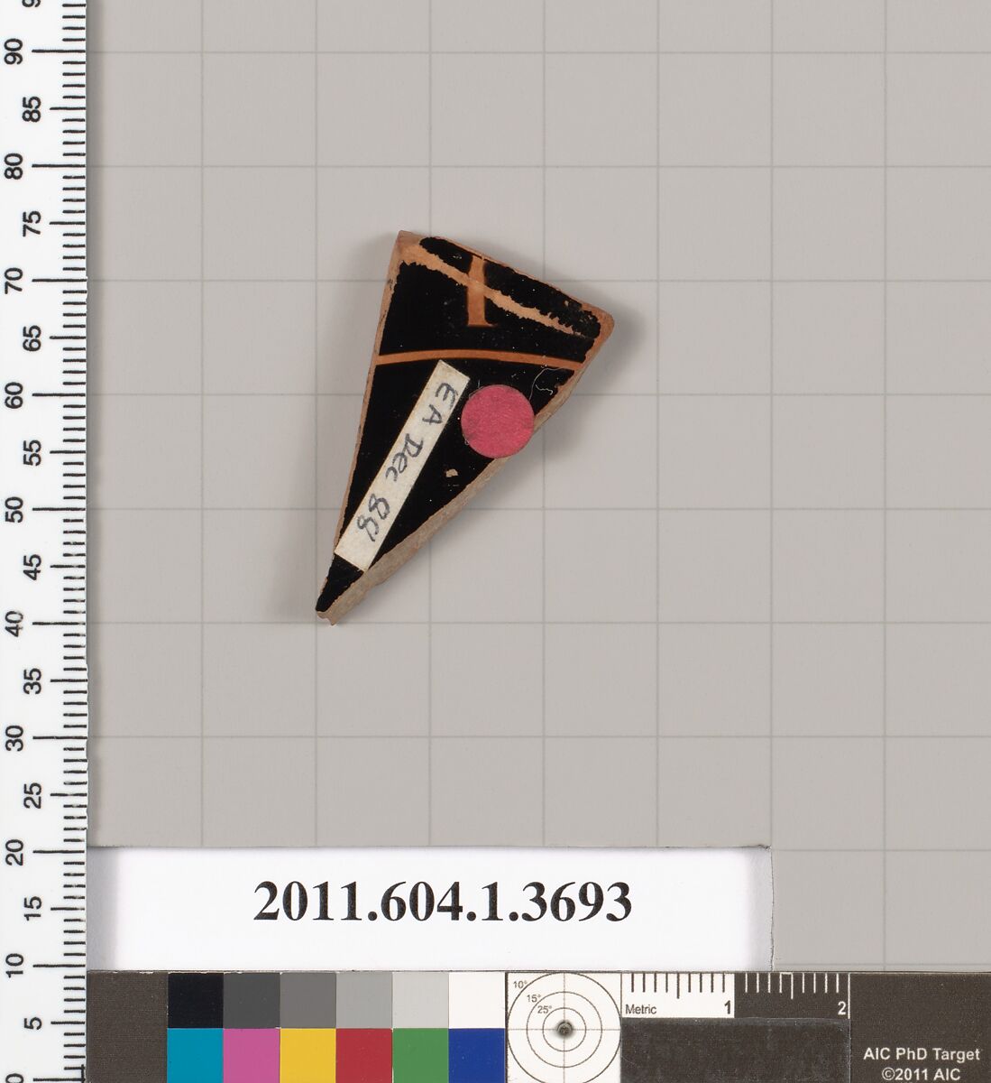 Terracotta fragment of a kylix (drinking cup), Terracotta, Greek, Attic