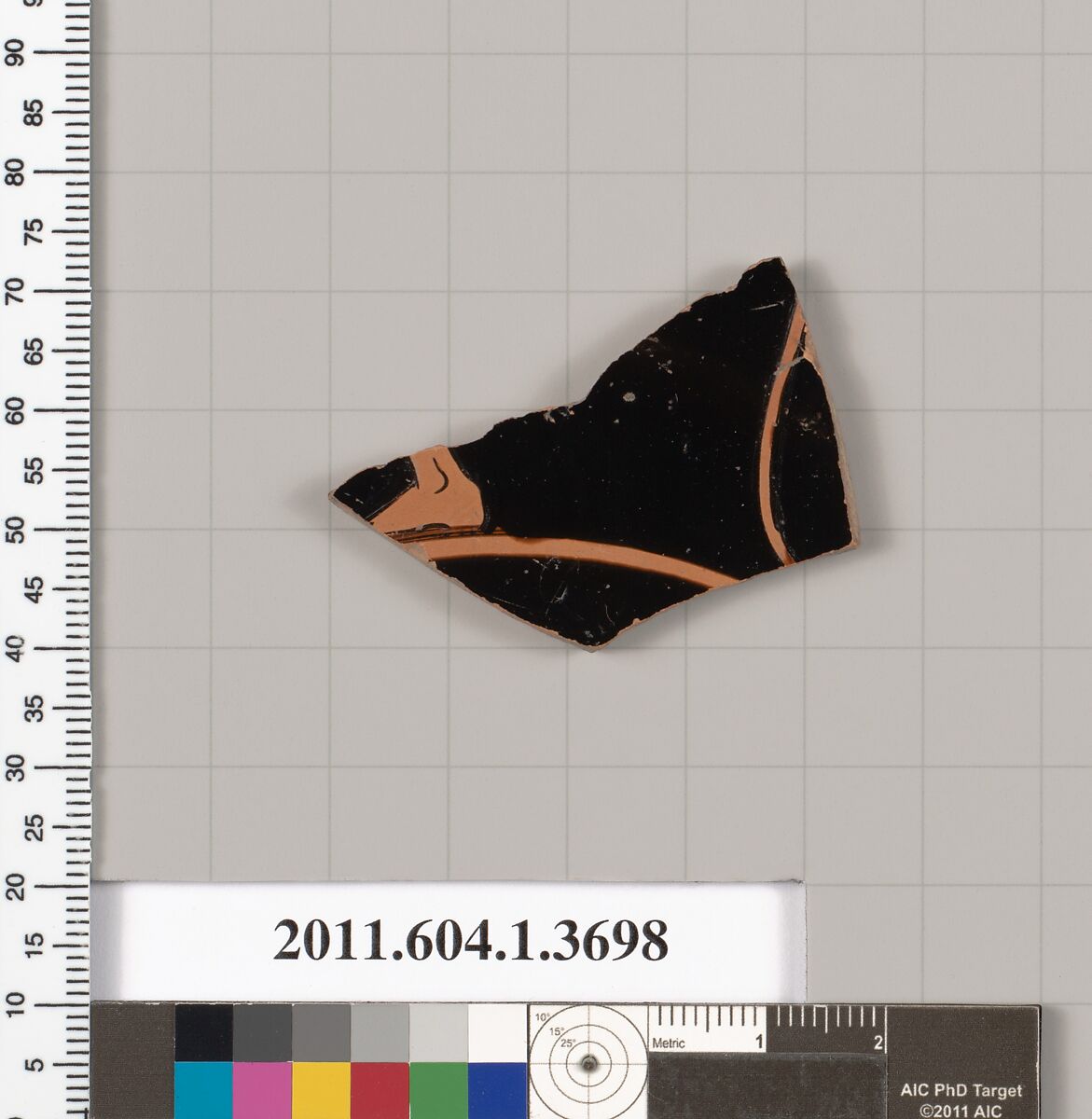 Terracotta fragment of a kylix (drinking cup), Terracotta, Greek, Attic