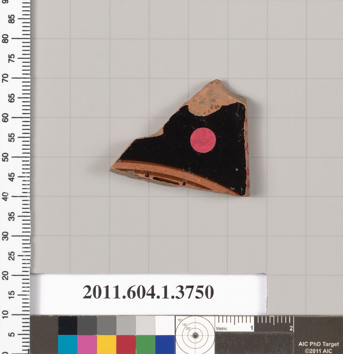 Terracotta fragment of a kylix (drinking cup), Terracotta, Greek, Attic 